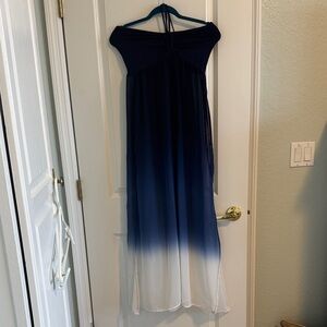 Raviya Strapless Navy and White Ombre Cover Up